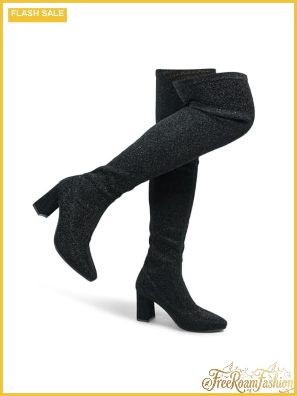 Women's Chunky High Heel Pointed Toe Over The Knee Thigh High Boots